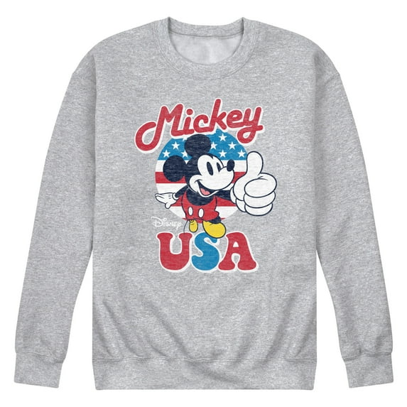 Disney - Americana - Mickey Mouse USA Flag - Men's Crew Neck Fleece Pullover