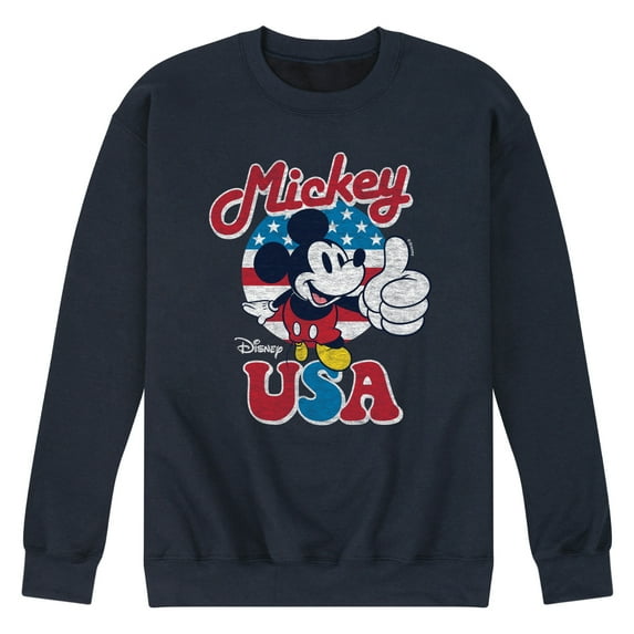 Disney - Americana - Mickey Mouse USA Flag - Men's Crew Neck Fleece Pullover