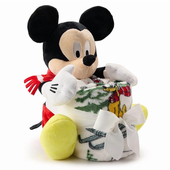Mickey Mouse Throw Blanket & Plush 19" Mickey Pillow Pal, 2 Pc Cuddle Buddy Set