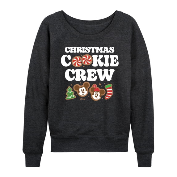 Disney's Mickey and Minnie Mouse Women's Christmas Cookie Slouchy Graphic Sweatshirt Color: Heather Charcoal Size: LARGE