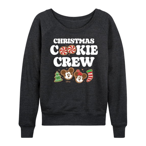 Disney's Mickey and Minnie Mouse Women's Christmas Cookie Slouchy Graphic Sweatshirt Color: Heather Charcoal Size: XX LARGE