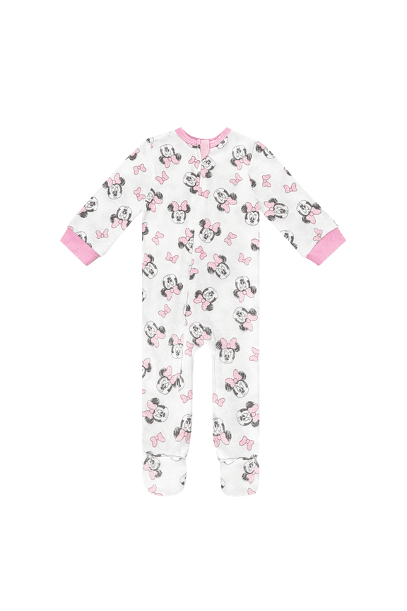 Baby Onesie Zip-Up Sleeper - Minnie Mouse Hacci Sleep N Play Footed Onesie Pajamas, Boys Girls Sizes Newborn - 24 Months