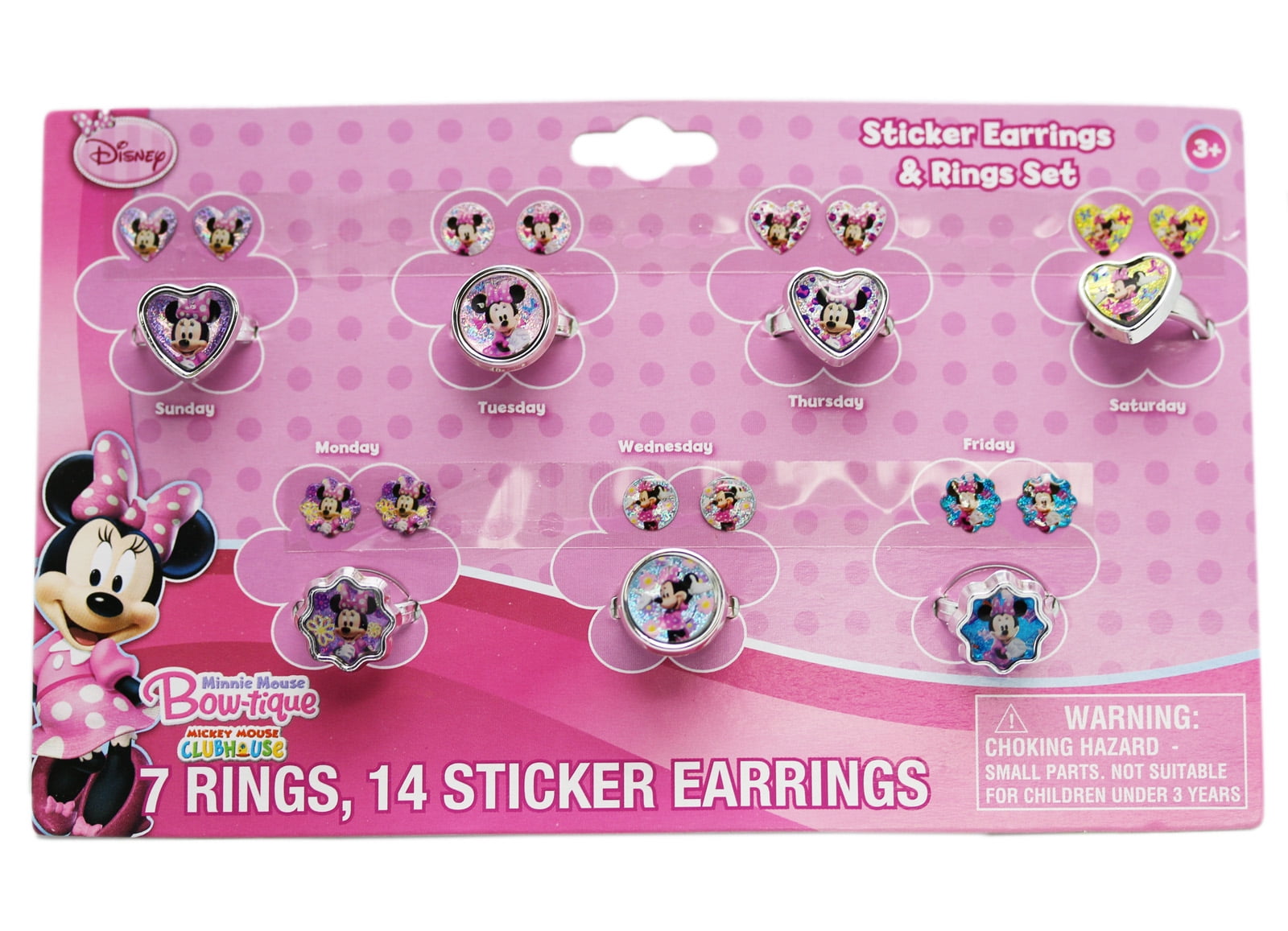 Minnie Bowtique 24 Pair Sticker Earrings on Blister Card – Toy