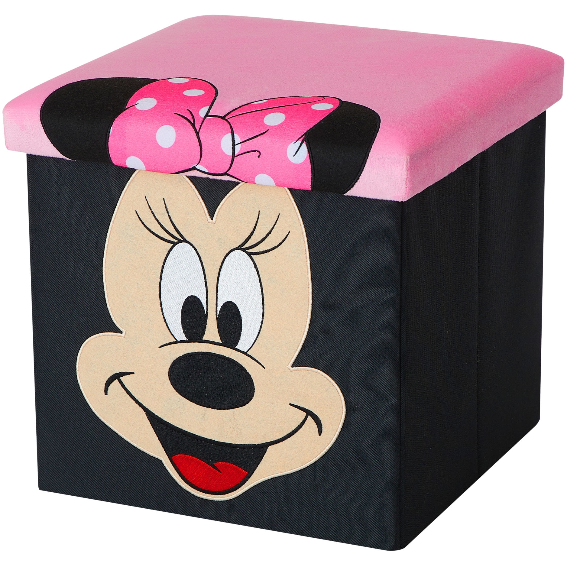 Disney Minnie Mouse Kids' Storage Ottoman, Pink, 15" x 15" x 15"