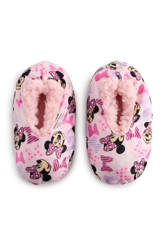 Disney's Minnie Mouse Snuggle Toe Toddler Girl Slippers Socks (Size 3T-4T)