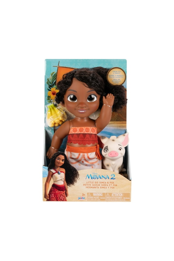 Disney's Moana 2 Little Sis Simea 11 inch Tall Doll with Animal Friend Pua