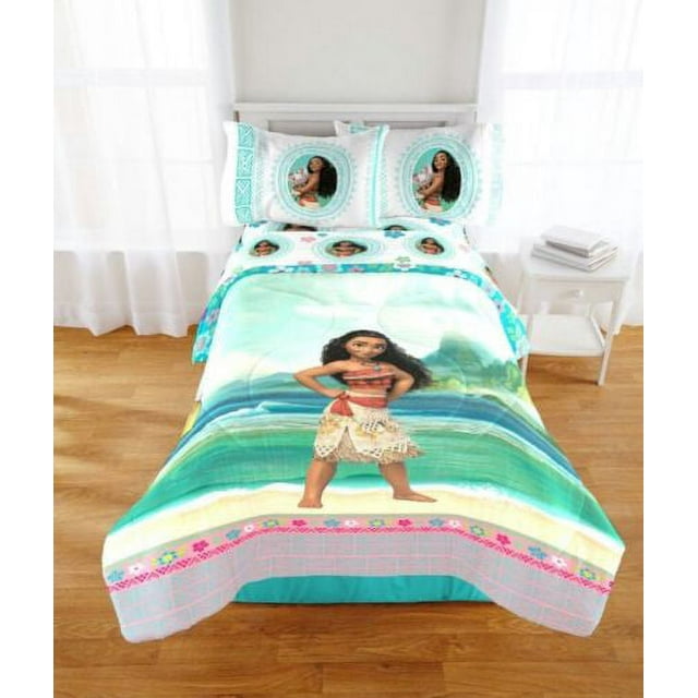 Disney's Moana Girls Full Comforter & Sheet Set (5 Piece Bed In A Bag
