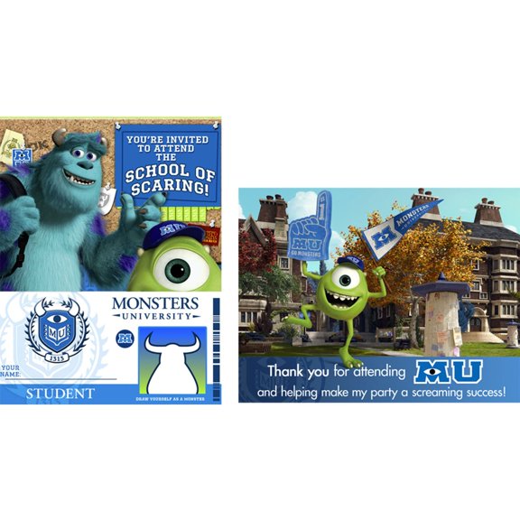 Monsters Inc. Invitation & Thank You (16 Count) - Party Supplies