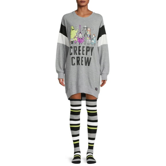 Disney's Nightmare Before Christmas Crew Women's and Women's Plus Sleepshirt with Socks, 2-Piece
