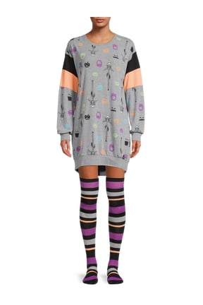 's Nightmare Before Christmas Crew Women's and Women's Plus Sleepshirt with Socks, 2-Piece