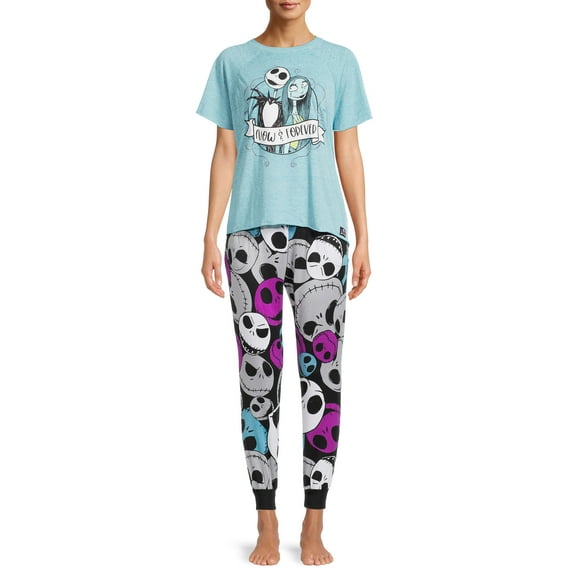Disney's Nightmare Before Christmas Women's and Women's Plus Sleep Shirt and Joggers, 2-Piece Set