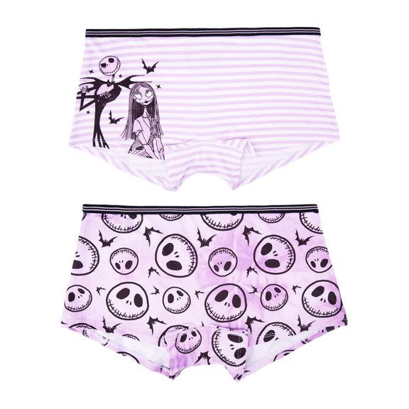Disney's Nightmare before Christmas Woman's and Juniors Boyshort Underwear, 2-Pack, Size S-XL