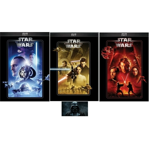 Disney's STAR WARS EPISODES 1 One 2 Two 3 Three 3 DVD Movie Set Includes Darth Vader Decal New