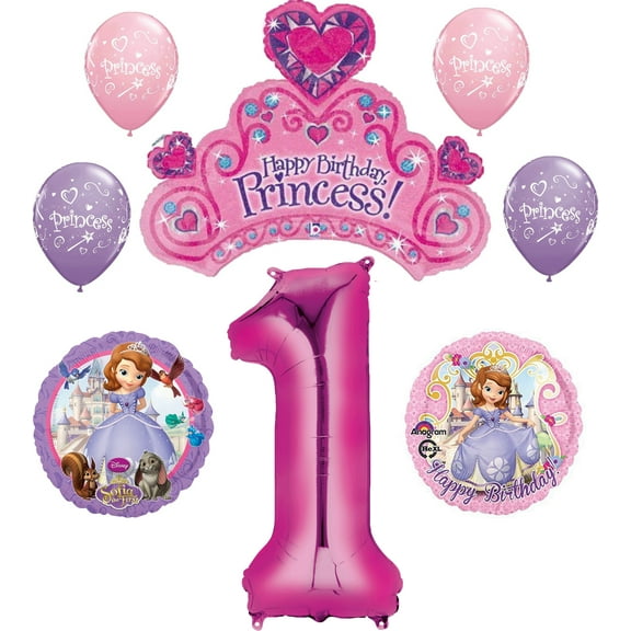 Disney's Sofia the First 1st Happy Birthday Party Balloons Decorations Supplies