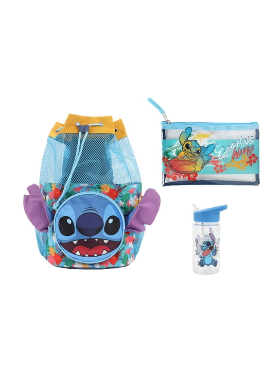 Disney's Stitch 3-Piece Youth Beach Backpack Set With Water Bottle