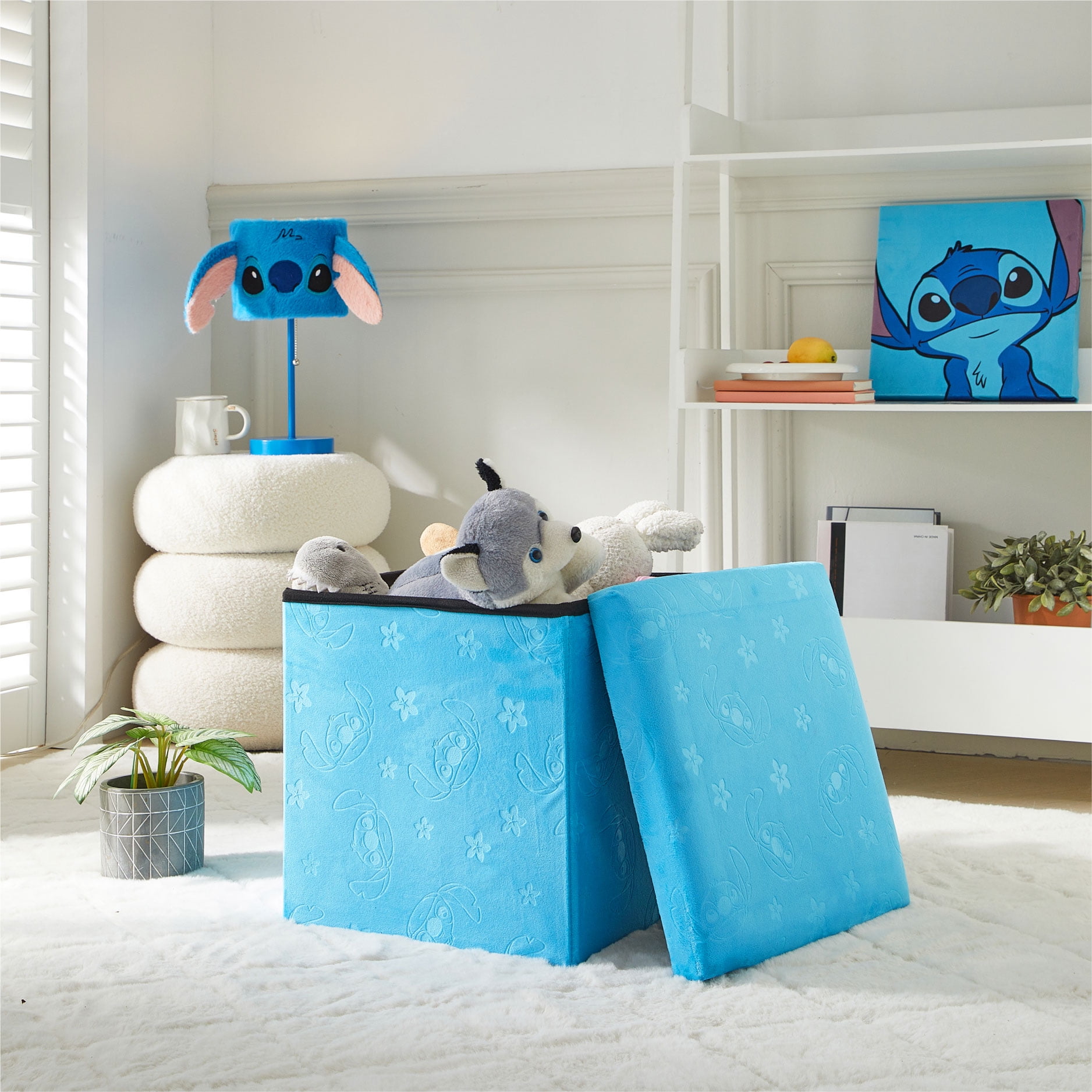 Child Teal Storage Stool Disney Stitch Kids' Embossed Storage