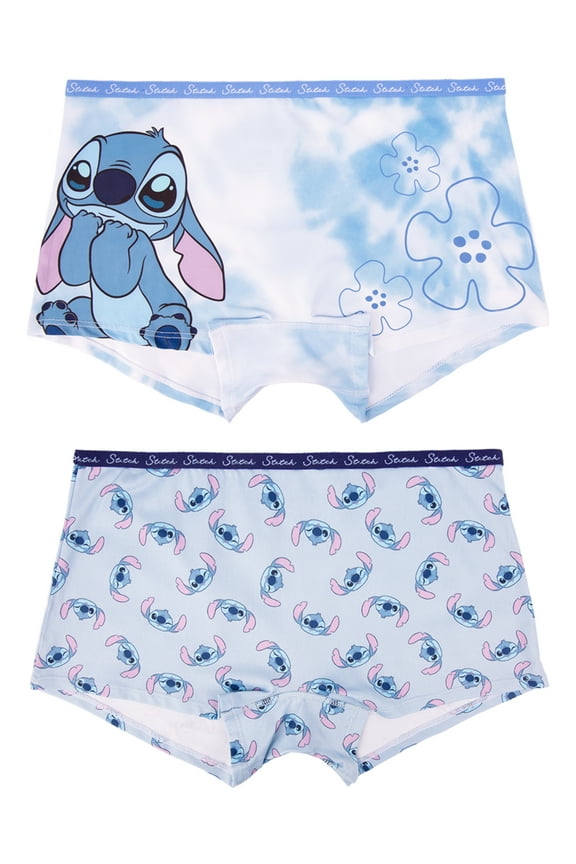 Disney's Stitch Woman's and Juniors Boyshort Underwear, 2-Pack, Size S-XL