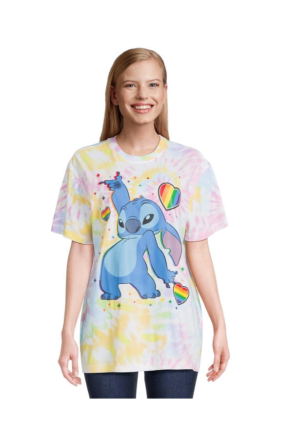 ’s Stitch Women's Tie-Dye Graphic Tee with Short Sleeves, Sizes XS-XXXL
