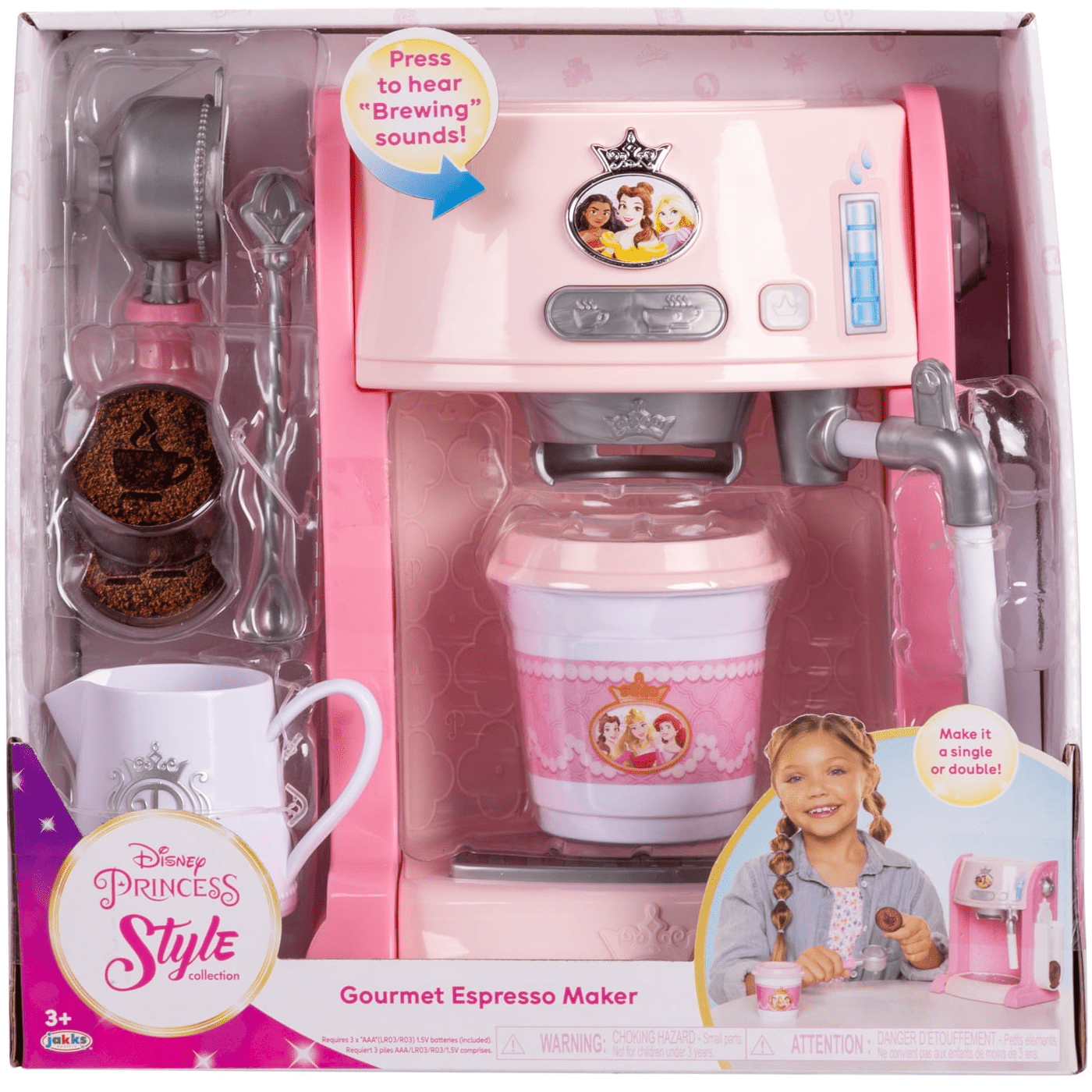 Disneys Style Collection Pretend Play Espresso Maker Realistic Sounds and Lights Fits Age Group 3+ (图1)