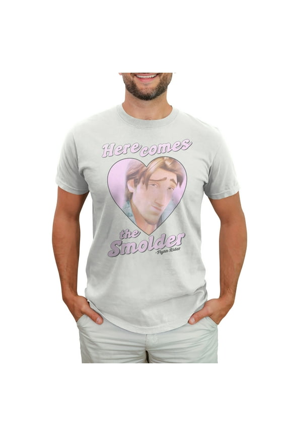Men's Tangled Flynn Rider Here Comes the Smolder  Graphic Tee White Medium