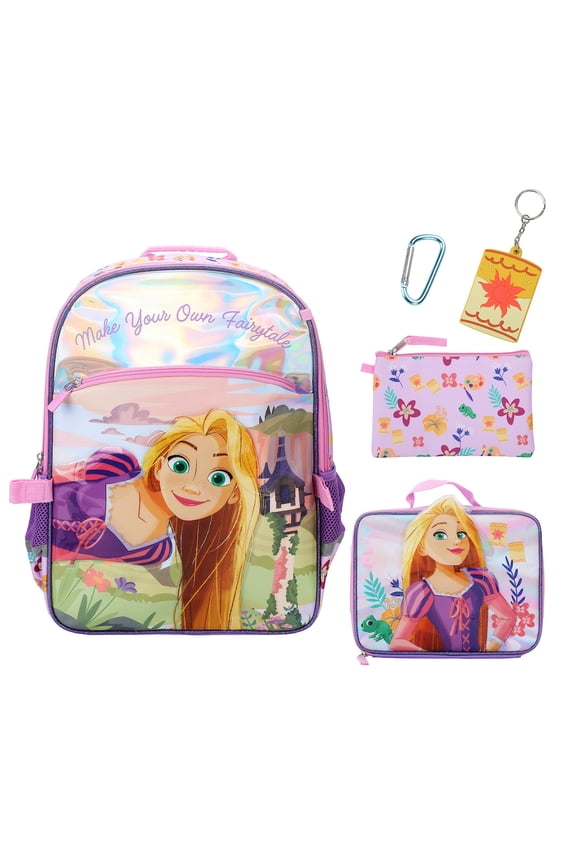 Disney's Tangled Rapunzel 5-Piece 16" Youth Backpack And Lunch Set For School & Travel