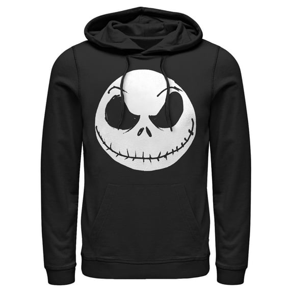 Men's The Nightmare Before Christmas Halloween Jack Skellington Big Face Pull Over Hoodie Black Small