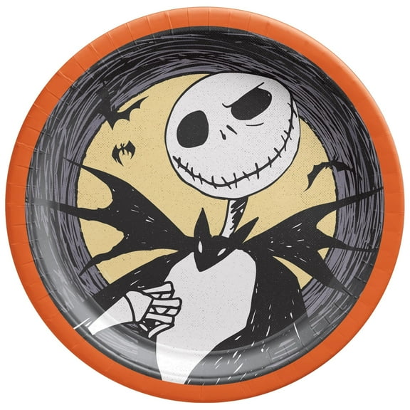 Disneys The Nightmare Before Christmas Pumpkin King Round Paper Dinner Plates - 18 Count