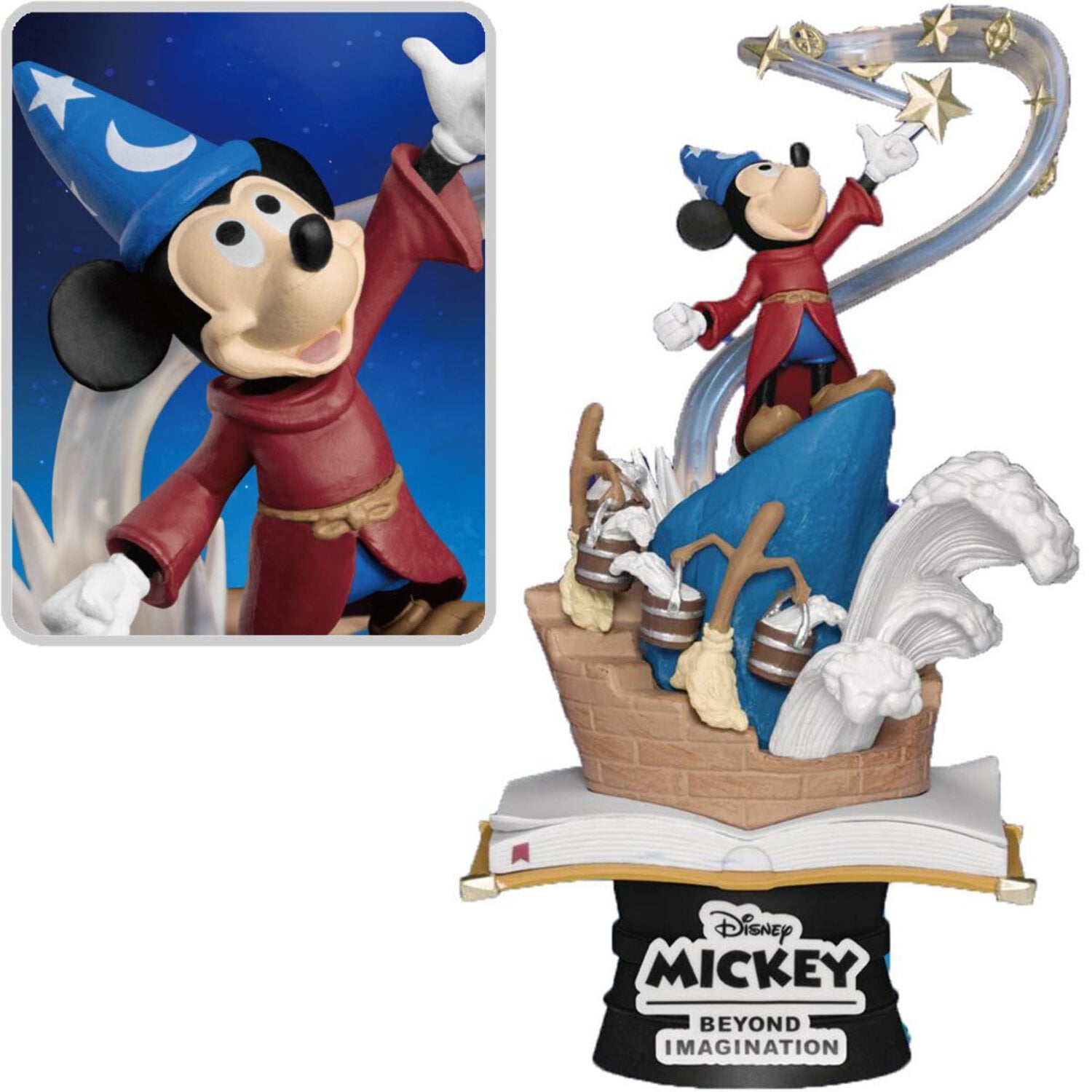 Beast Kingdom Sorcerer's Apprentice Mickey Mouse D-Stage Statue – Special Edition Black & White Collectible