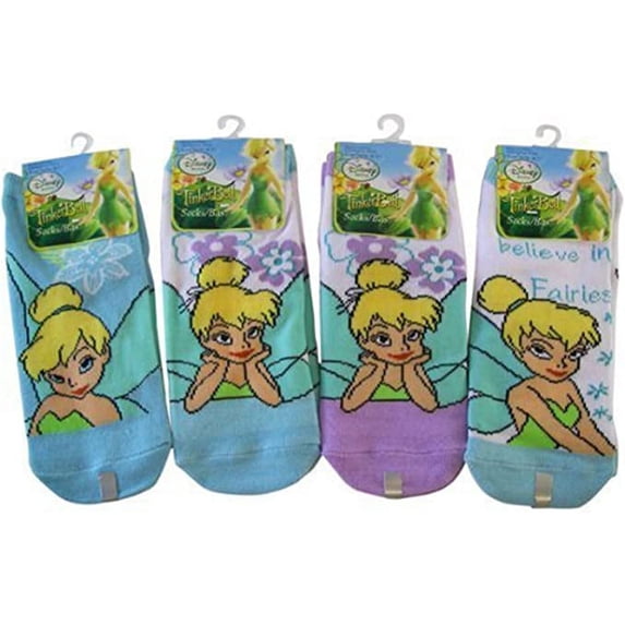 Disney's Tinker Bell Assorted Color/Pattern Socks (Size 9-11, 3 Pairs)