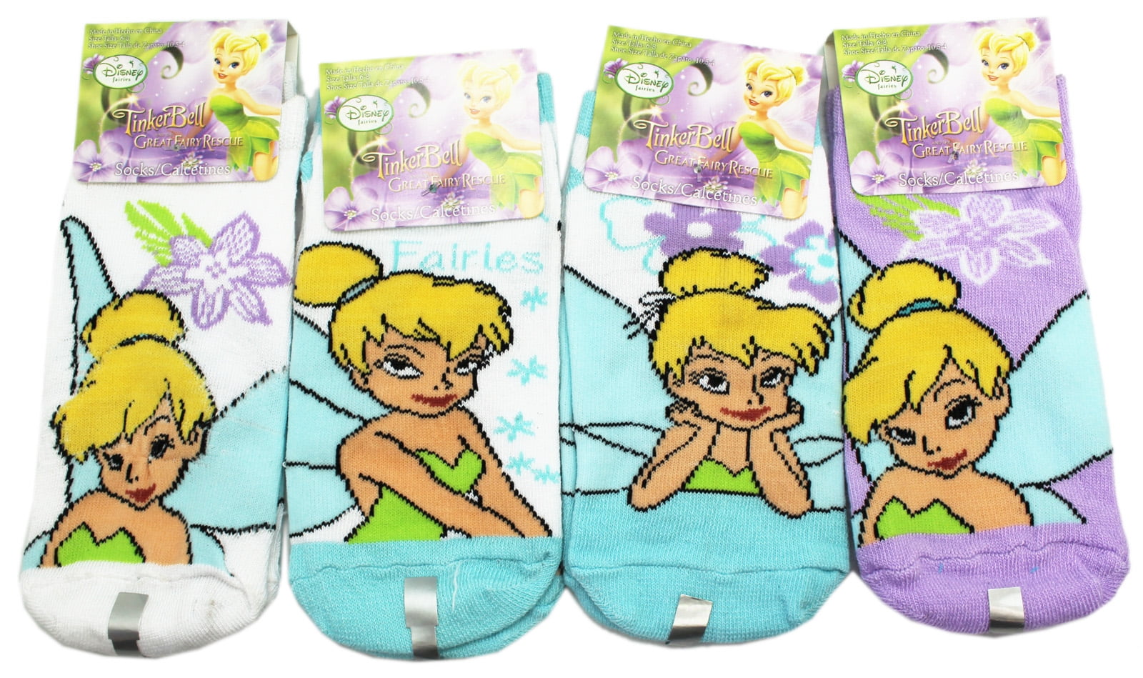 Disney's Tinker Bell Assorted Color/Pose Socks Set (Size 68, 3 Pairs