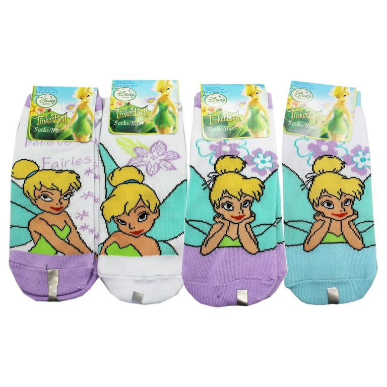Disney's Tinker Bell Colorful Assorted Design Socks (9-11, Pairs
