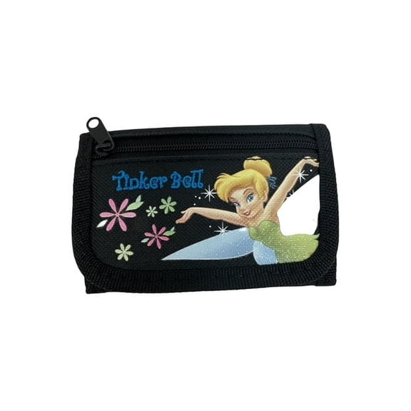 Disney's Tinker Bell Wallet - Black Tinkerbell Tri-Fold Fabric Wallet