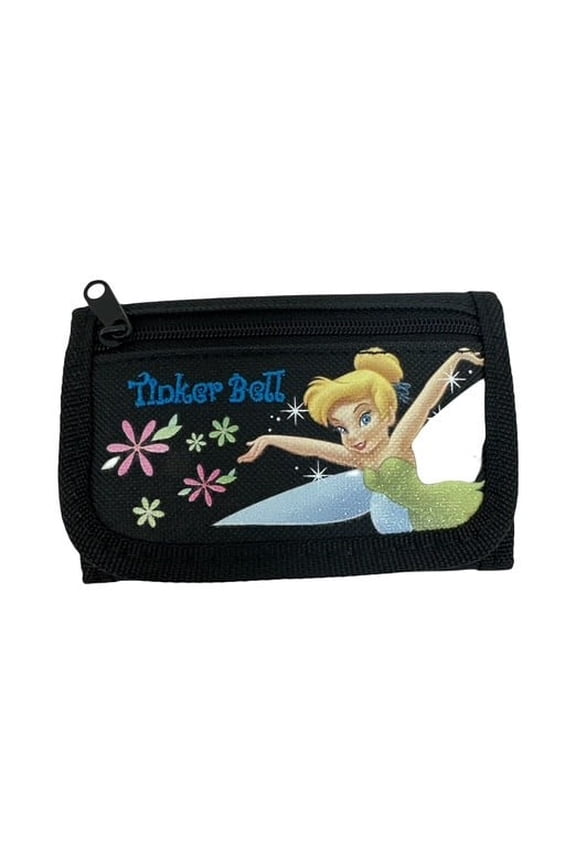 's Tinker Bell Wallet - Black Tinkerbell Tri-Fold Fabric Wallet