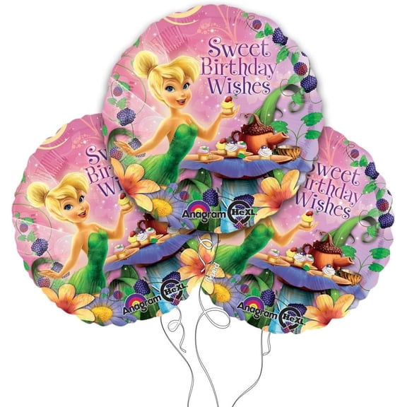 Disney's Tinkerbell Happy Birthday 18" Round Mylar Balloon 3pk