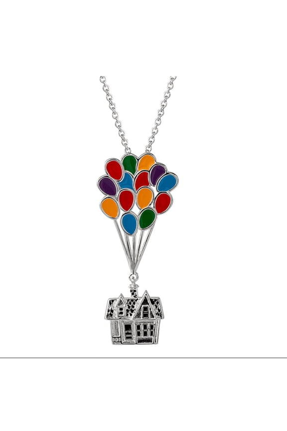 's Up Women's Silver Plated Adventure House Balloon Necklace, 18"