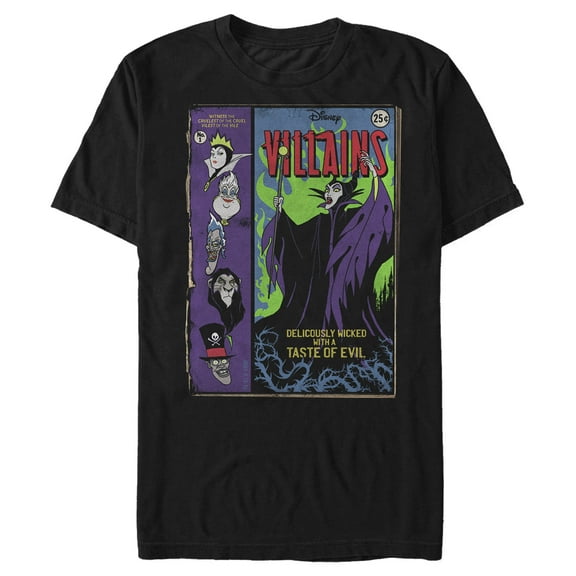 Men's Disney Princesses Vintage Villain Comics  Graphic Tee Black Small