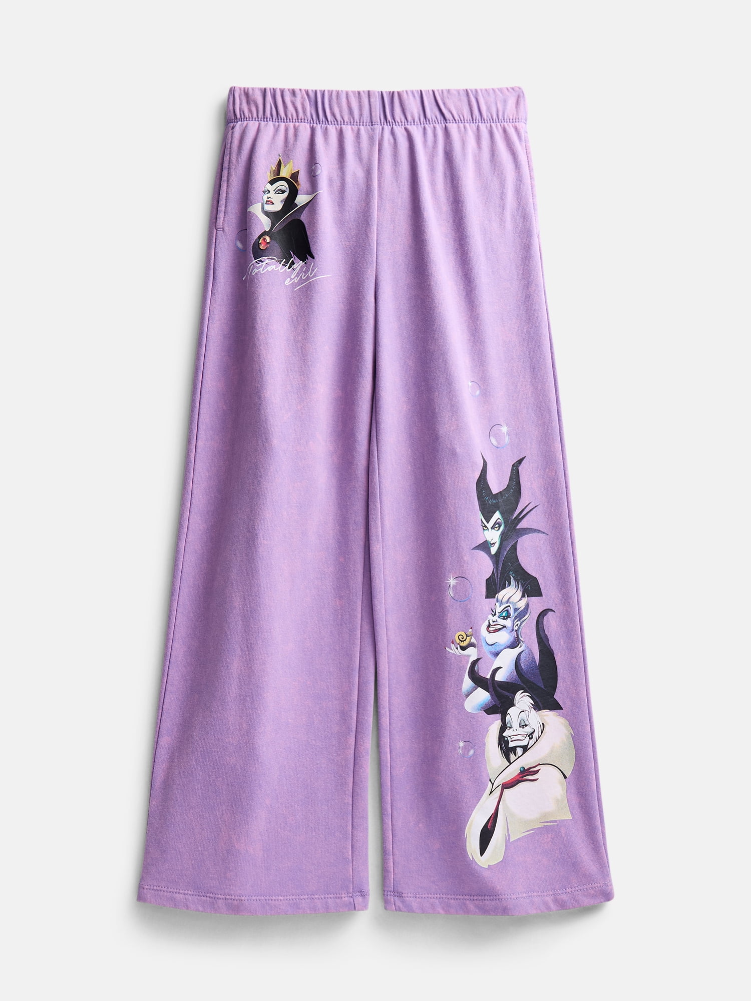 Disney Villains Girls Fleece Halloween Graphic Wide Leg Sweatpants, Sizes 4-16