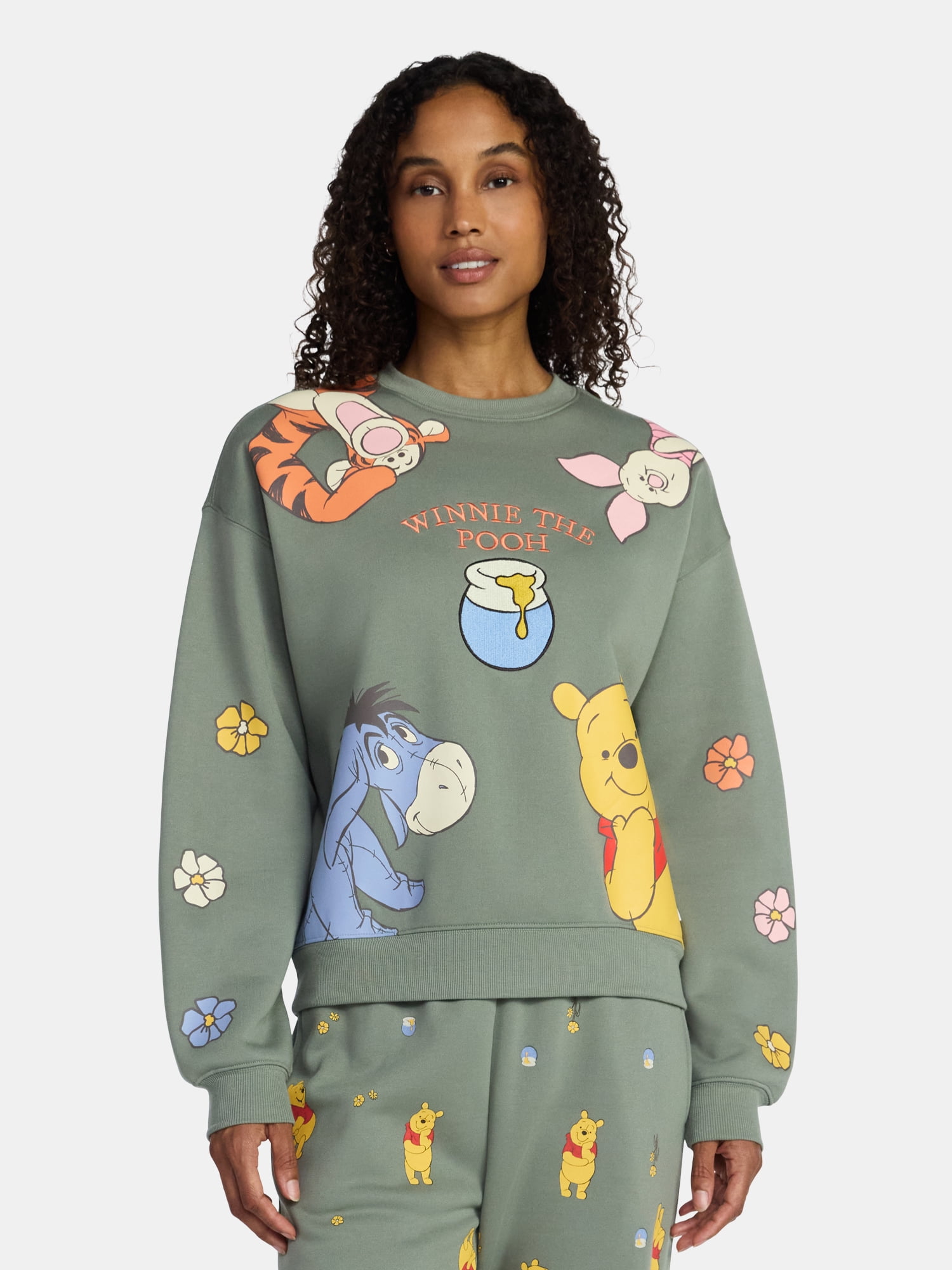Disney Winnie the Pooh and Friends Women’s Honey Pot Graphic Fleece Sweatshirt, Sizes XXS-4X