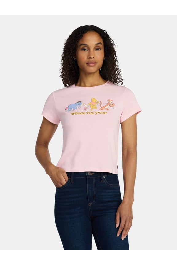 Disney Winnie the Pooh and Friends Women's Graphic Baby Tee, Sizes XXS-XXL