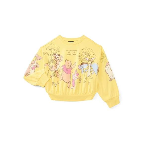 Disney's Winnie the Pooh and Friends Girls Graphic Fleece Crew Pullover, Sizes 4-16