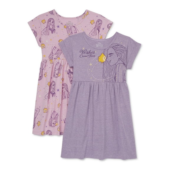 Disney’s Wish Girls’ Play Dress with Short Sleeves, 2-Pack, Sizes 4-16