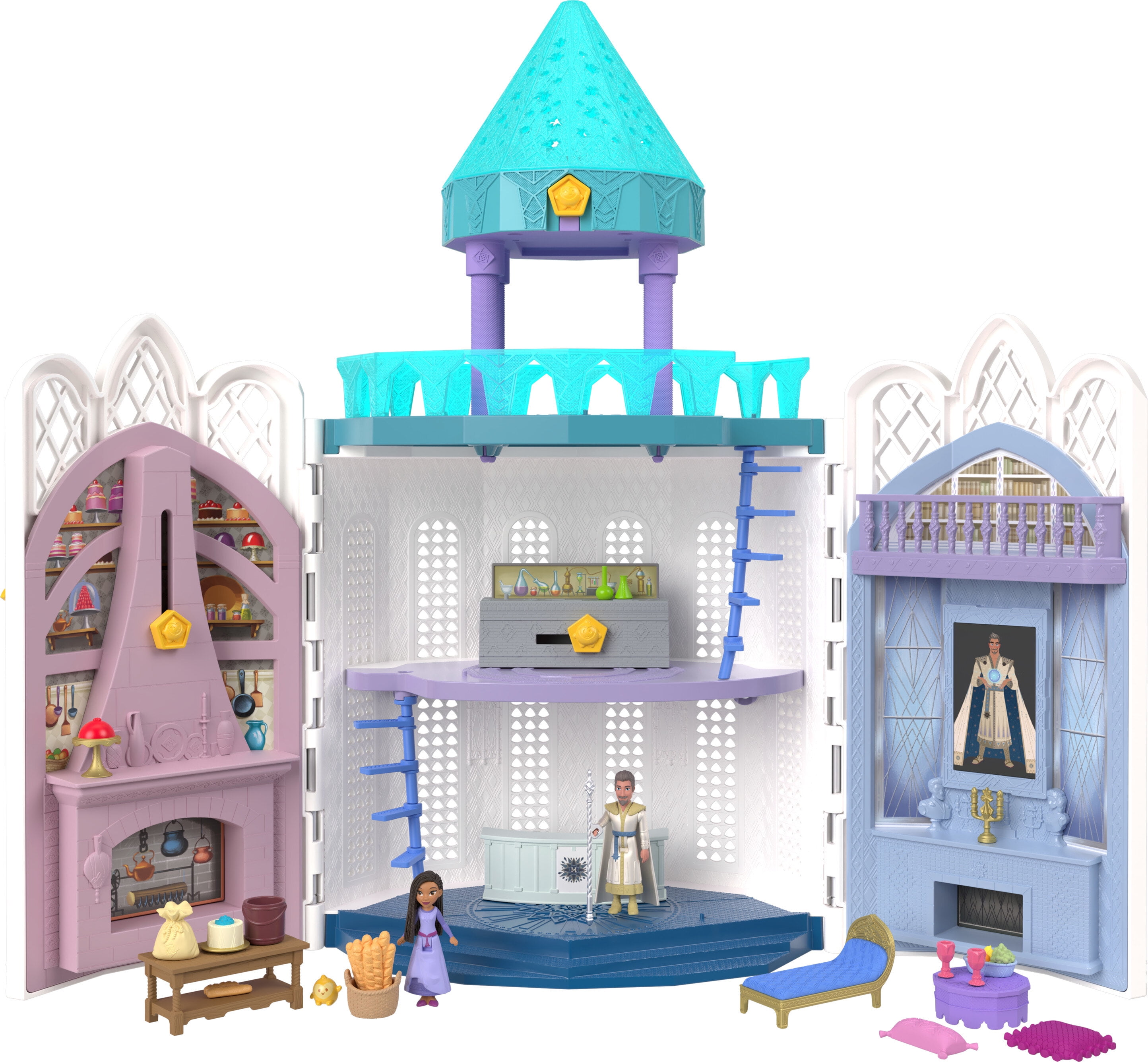Disney's Wish Rosas Castle Playset, Dollhouse with 2 Posable Mini