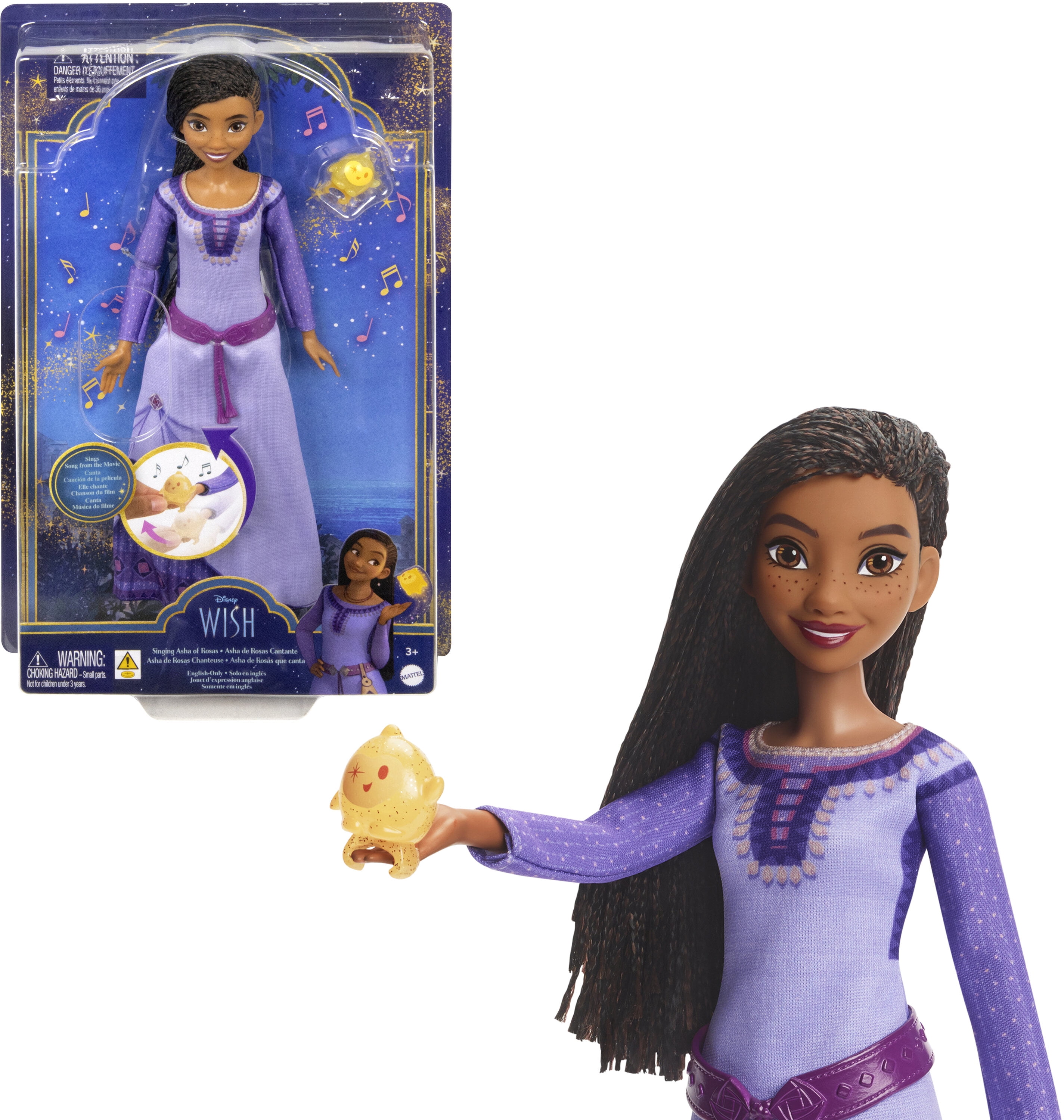 Disney’s Wish Singing Asha of Rosas Fashion Doll & Star Figure, Posable