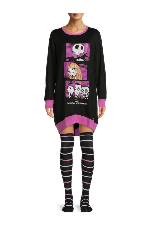 's Women's and Women's Plus Nightmare Before Christmas Sleepshirt with Socks