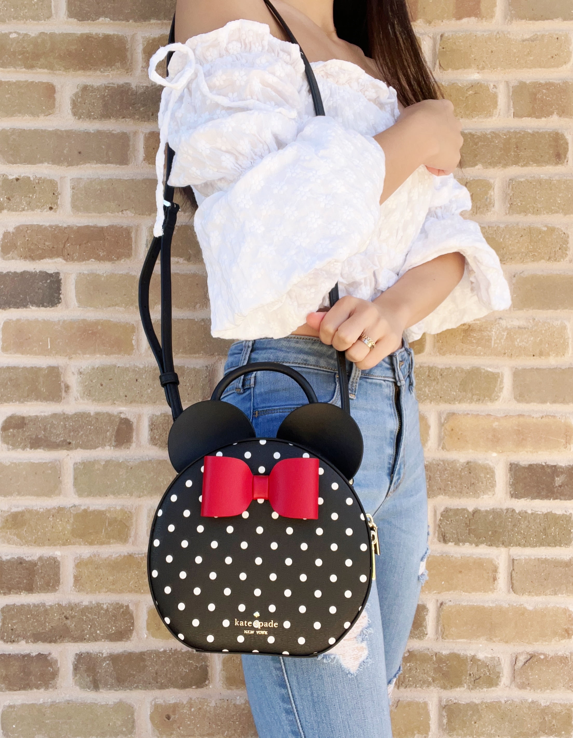 Disney x Kate Spade Minnie Mouse Round Crossbody Bag Black Multi + Card  Holder - Walmart.com