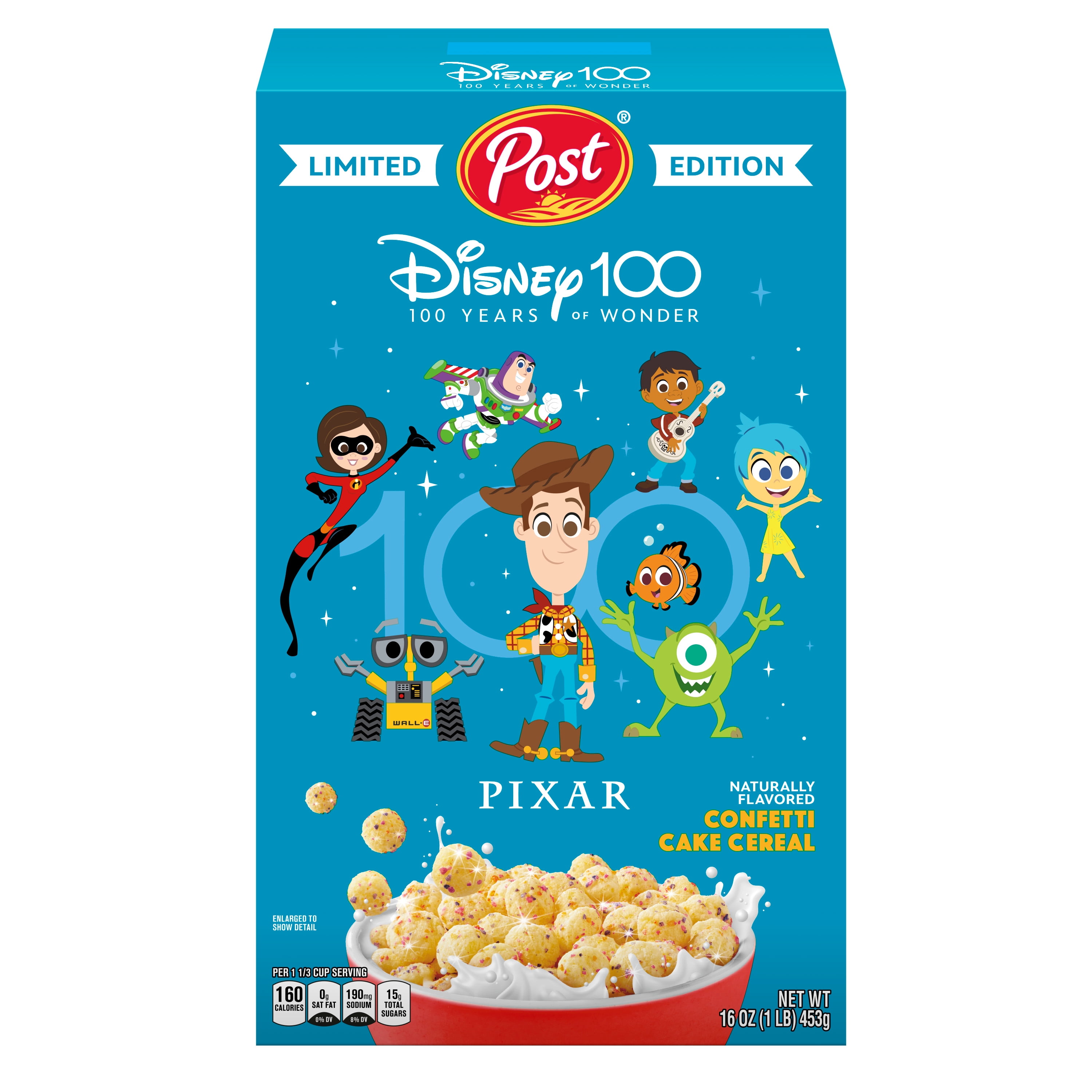 Disney100 Confetti Cake Breakfast Cereal with Confetti Sprinkles, 16 OZ