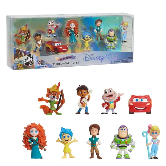 Disney100 Years of Spirited Adventures Celebration Collection Limited Edition 9-piece Figure Pack, Kids Toys for Ages 3 up