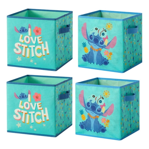Disney Stitch Kids' 4-Pack Printed Storage Cubes,  10" x 10"
