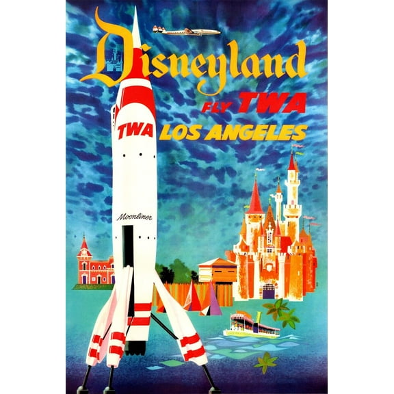Disneyland - Los Angeles - Fly TWA - Vintage Airline Travel Poster (8x12Inches(US/CANonly))