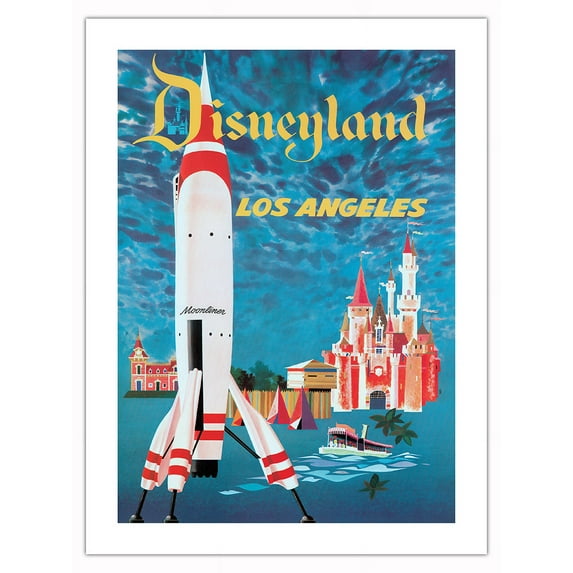Disneyland Los Angeles - Tomorrowland - Vintage Travel Poster by David Klein c.1955 - Bamboo Fine Art 290gsm Paper Print (Unframed) 18x24in